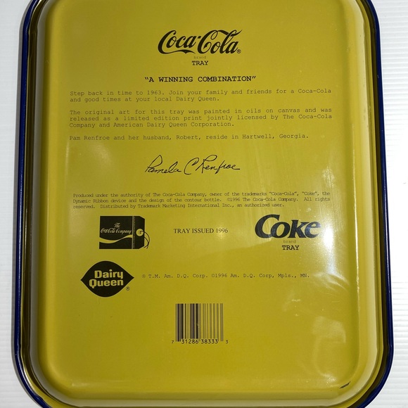 Coca Cola Vintage Dairy Queen Tin Serving Tray Vintage Enamel Barware Blue Red - Picture 7 of 15